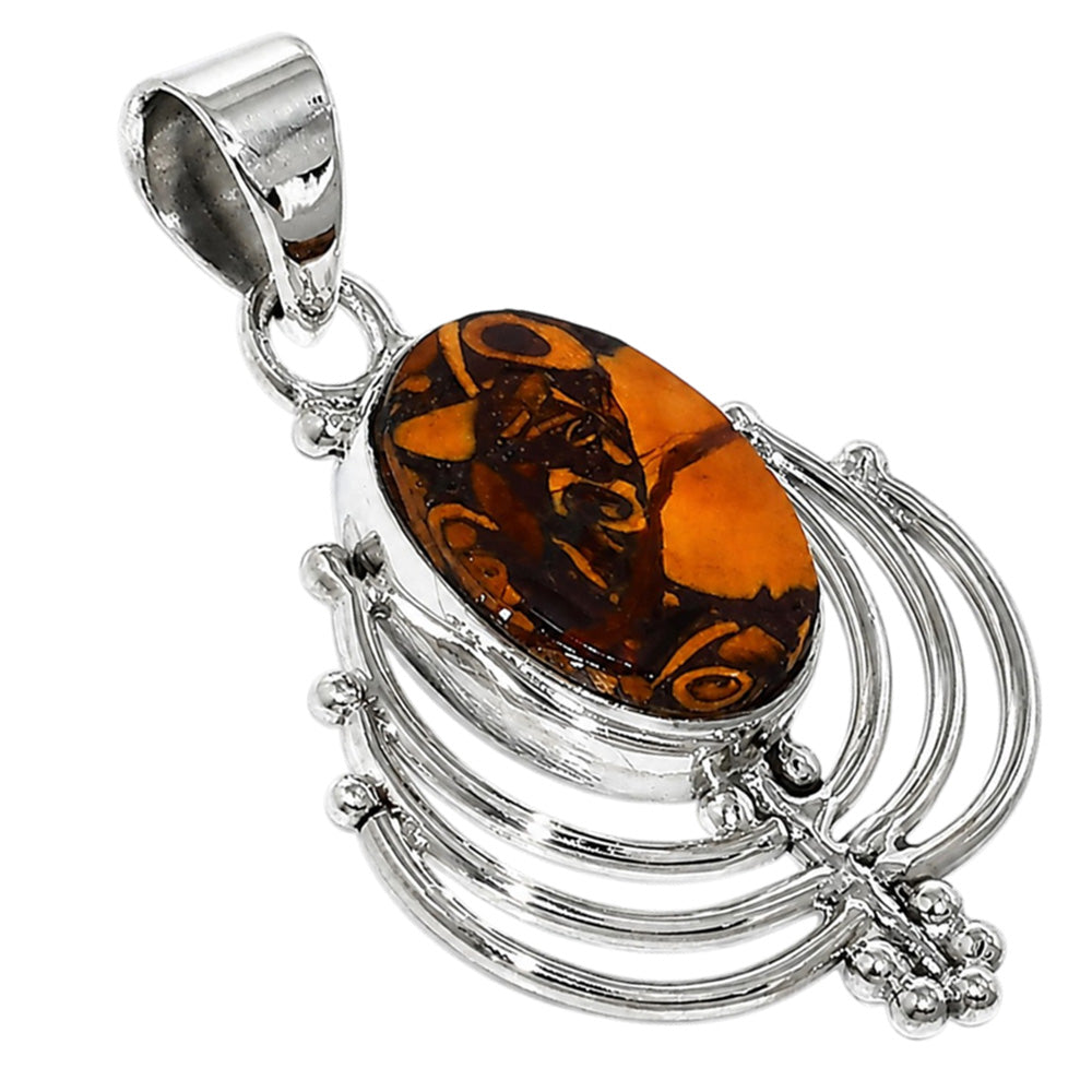 Coquina Fossil Jasper 925 Sterling Silver Pendant Necklace Jewelry SP01249