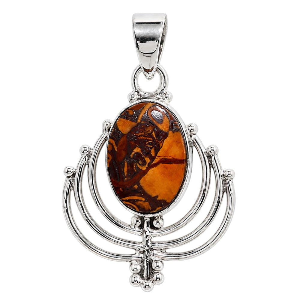 Coquina Fossil Jasper 925 Sterling Silver Pendant Necklace Jewelry SP01249