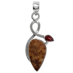 Sutured Ammonite and Hessonite Garnet 925 Sterling Silver Pendant Necklace Jewelry SP01250
