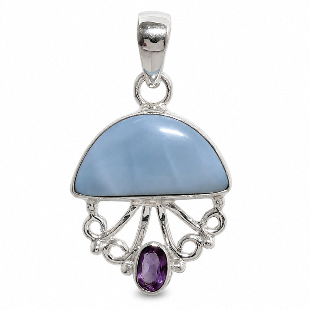 Owyhee Opal and Amethyst 925 Sterling Silver Pendant Necklace Jewelry SP01253
