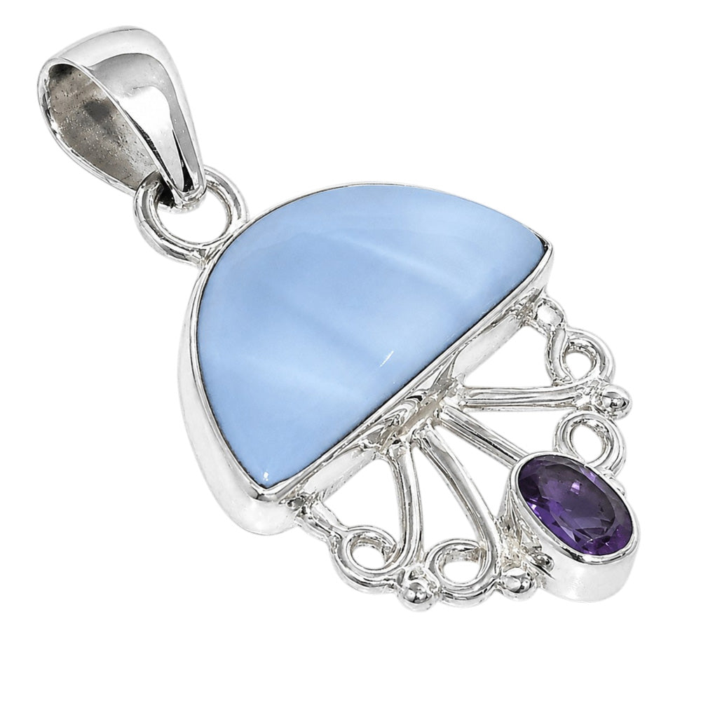 Owyhee Opal and Amethyst 925 Sterling Silver Pendant Necklace Jewelry SP01253