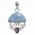 Owyhee Opal and Amethyst 925 Sterling Silver Pendant Necklace Jewelry SP01253