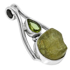 Peridot Rough and Peridot 925 Sterling Silver Pendant Necklace Jewelry SP01259