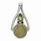 Peridot Rough and Peridot 925 Sterling Silver Pendant Necklace Jewelry SP01259