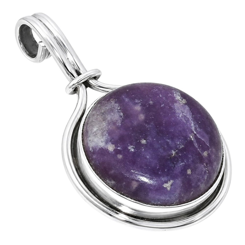Purple Lepidolite 925 Sterling Silver Pendant Necklace Jewelry SP01260