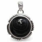Crown Of Silver Psilomelane - Black Malachite 925 Sterling Silver Pendant Necklace Jewelry SP01262