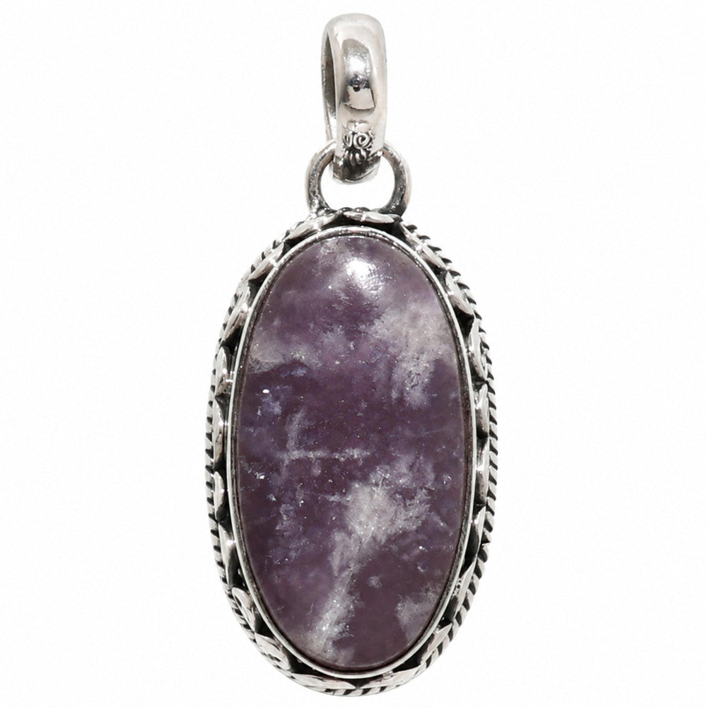 Filigree - Purple Lepidolite 925 Sterling Silver Pendant Necklace Jewelry SP01263