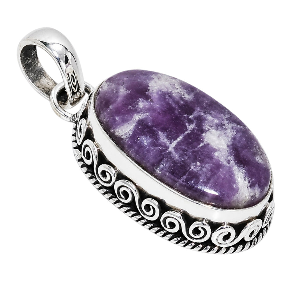 Filigree - Purple Lepidolite 925 Sterling Silver Pendant Necklace Jewelry SP01263