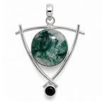 Green Aventurine and Black Onyx 925 Sterling Silver Pendant Necklace Jewelry SP01265