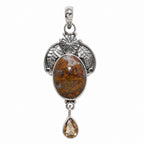Red Palm Root Agate and Citrine 925 Sterling Silver Pendant Necklace Jewelry SP01266