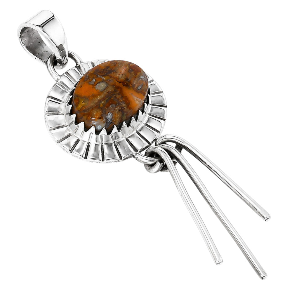 Red Palm Root Agate 925 Sterling Silver Pendant Necklace Jewelry SP01268
