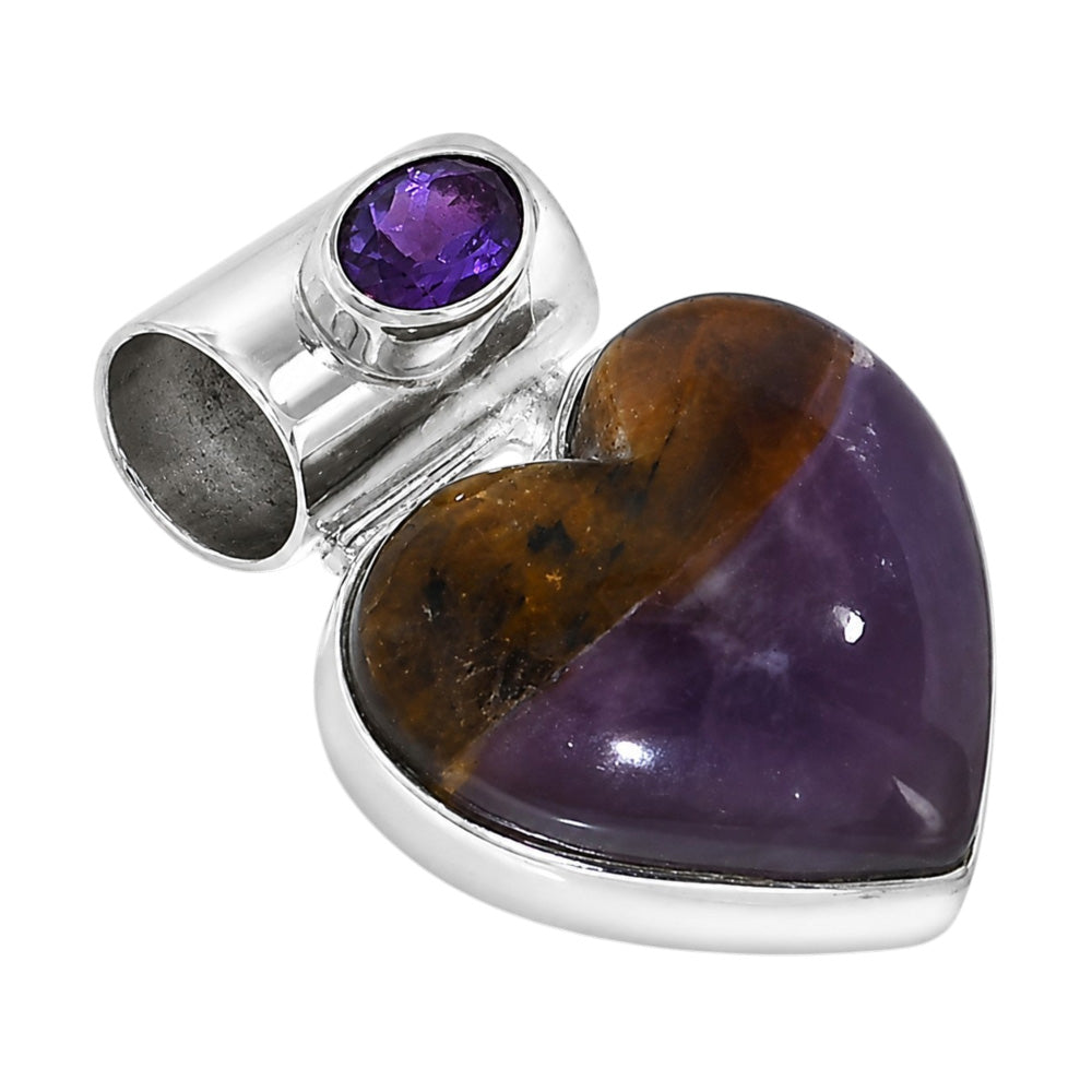 Amethyst Sage Agate and Amethyst 925 Sterling Silver Pendant Necklace Jewelry SP01269