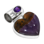 Amethyst Sage Agate and Amethyst 925 Sterling Silver Pendant Necklace Jewelry SP01269