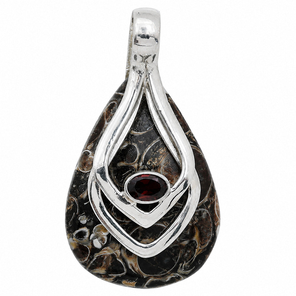 Turtella Jasper and Hessonite Garnet 925 Sterling Silver Pendant Necklace Jewelry SP01274