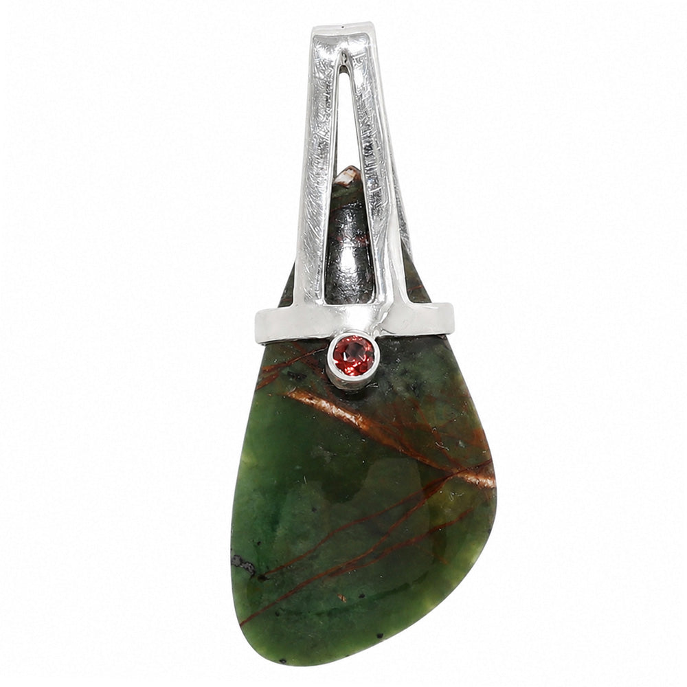 Turkish Rainforest Chrysocolla and Hessonite Garnet 925 Sterling Silver Pendant Necklace Jewelry SP01275
