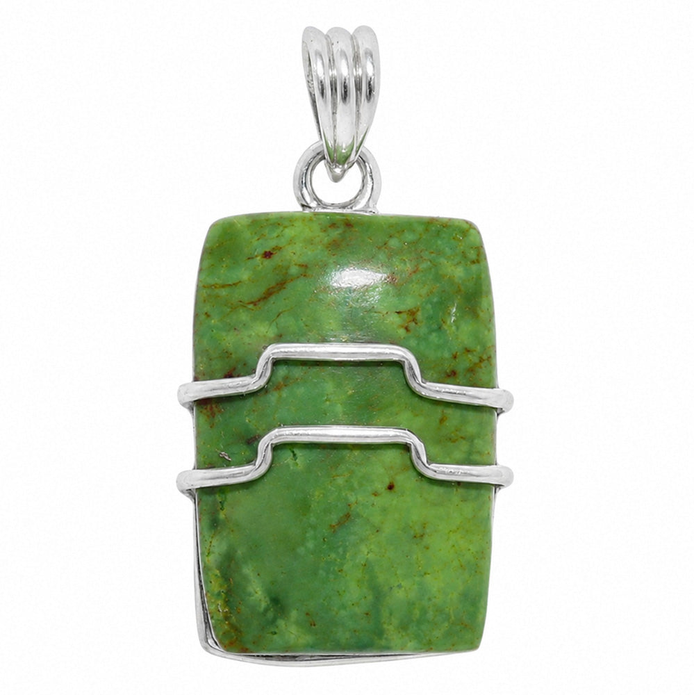 Australian Gaspeite 925 Sterling Silver Pendant Necklace Jewelry SP01276