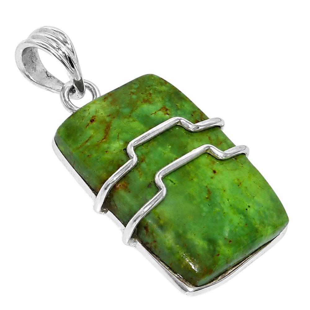 Australian Gaspeite 925 Sterling Silver Pendant Necklace Jewelry SP01276