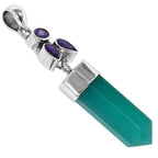 Chrysoprase Point and Amethyst 925 Sterling Silver Pendant Necklace Jewelry SP01278