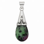 Ruby-Zoisite 925 Sterling Silver Pendant Necklace Jewelry SP01279