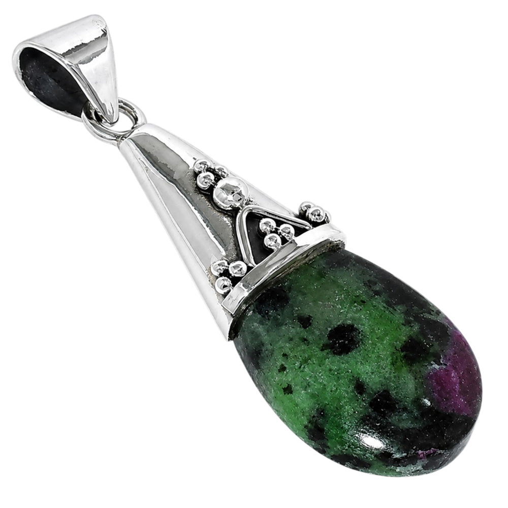 Ruby-Zoisite 925 Sterling Silver Pendant Necklace Jewelry SP01279