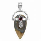 Imperial Jasper and Hessonite Garnet 925 Sterling Silver Pendant Necklace Jewelry SP01280