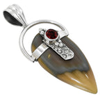 Imperial Jasper and Hessonite Garnet 925 Sterling Silver Pendant Necklace Jewelry SP01280