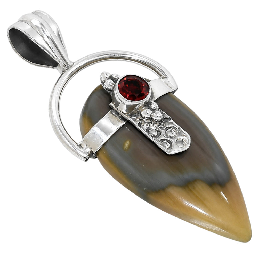 Imperial Jasper and Hessonite Garnet 925 Sterling Silver Pendant Necklace Jewelry SP01280