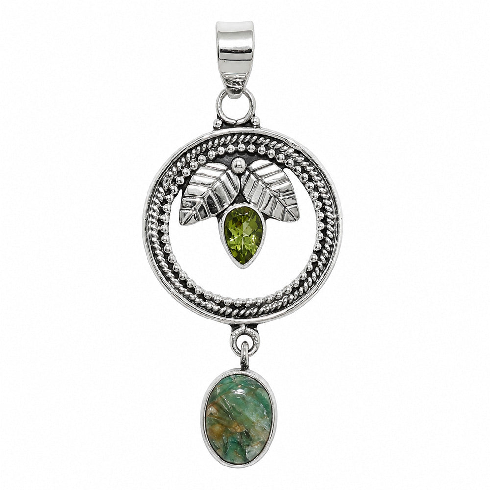 Mermaid Kyanite and Peridot 925 Sterling Silver Pendant Necklace Jewelry SP01281
