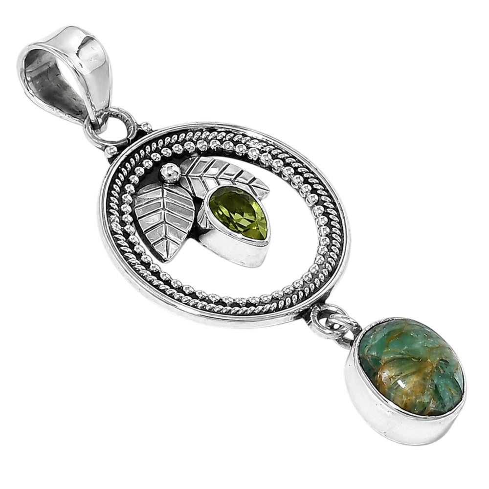 Mermaid Kyanite and Peridot 925 Sterling Silver Pendant Necklace Jewelry SP01281
