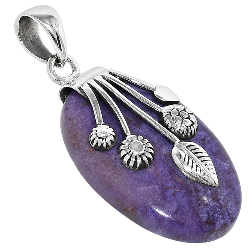 Lavender Jade 925 Sterling Silver Pendant Necklace Jewelry SP01282