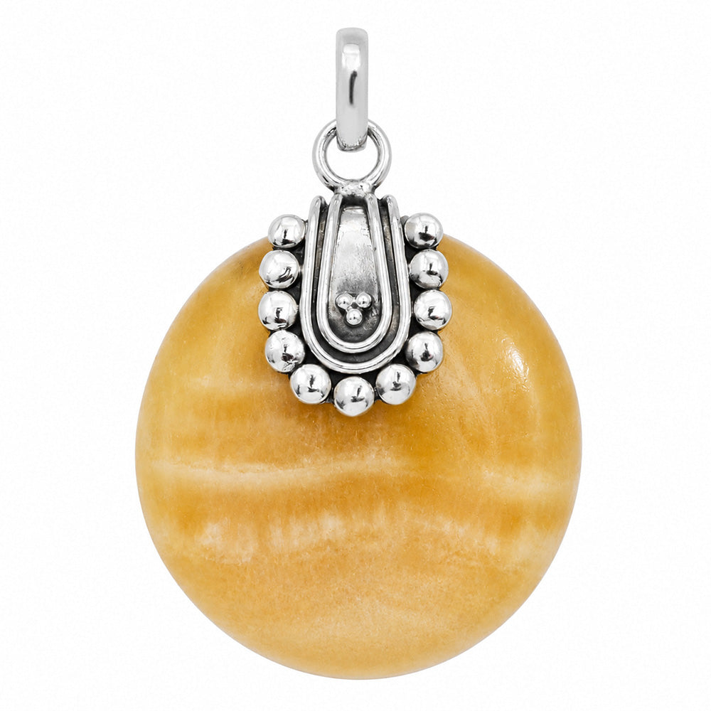 Yellow Aragonite 925 Sterling Silver Pendant Necklace Jewelry SP01283