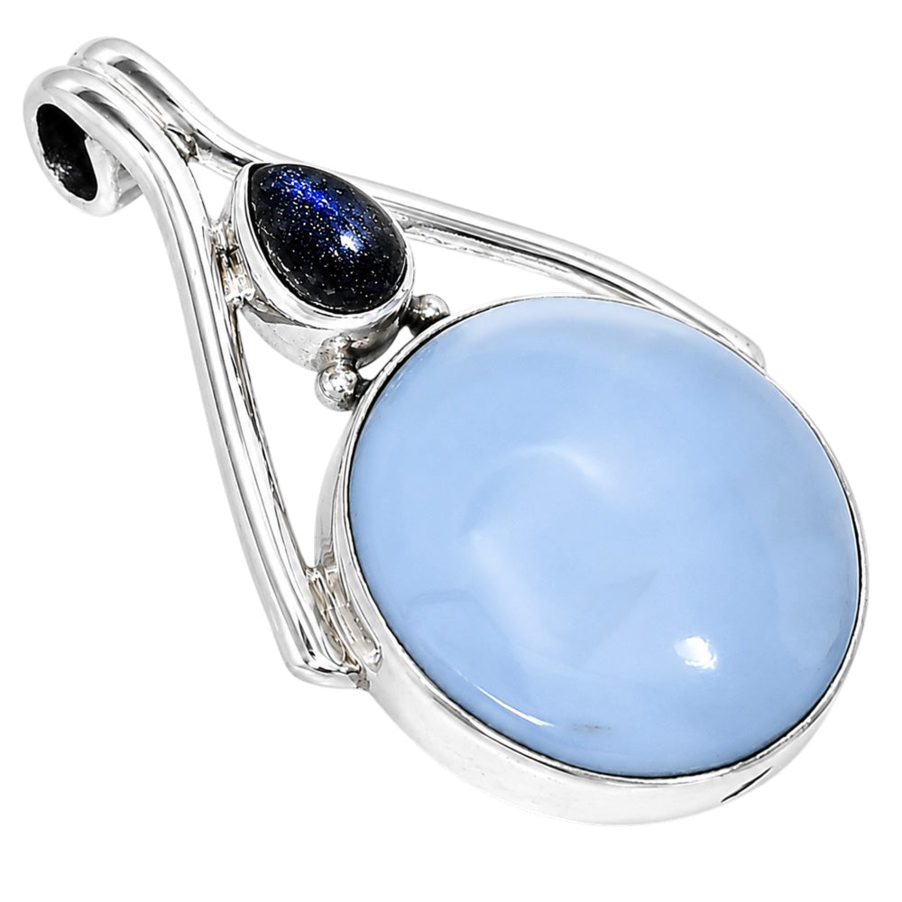 Owyhee Opal and Blue Labradorite 925 Sterling Silver Pendant Necklace Jewelry SP01285