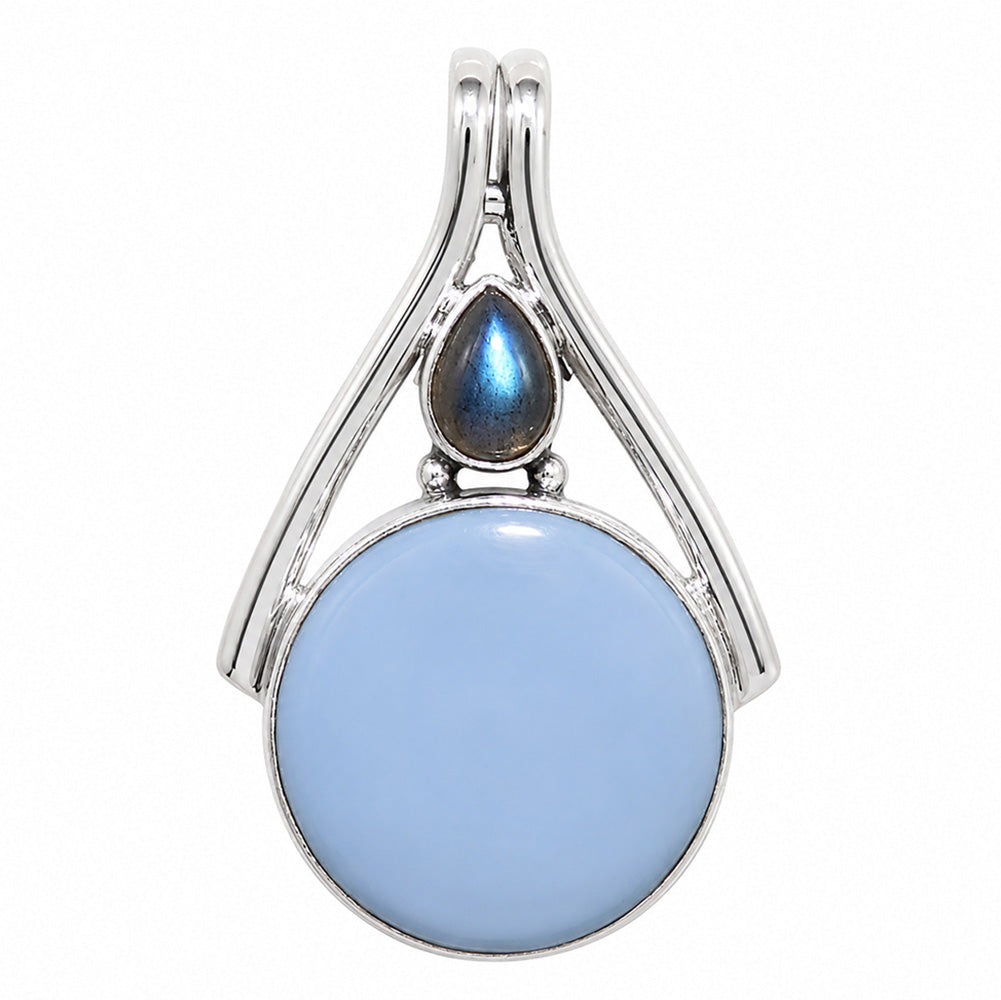 Owyhee Opal and Blue Labradorite 925 Sterling Silver Pendant Necklace Jewelry SP01285