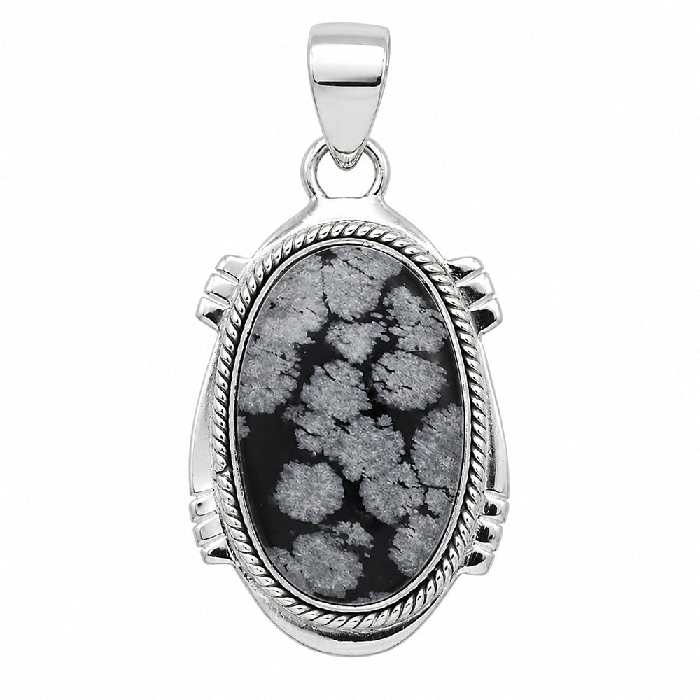 Snow Flake Obsidian 925 Sterling Silver Pendant Necklace Jewelry SP01289