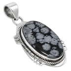 Snow Flake Obsidian 925 Sterling Silver Pendant Necklace Jewelry SP01289