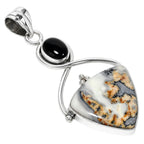 Maligano Jasper and Black Onyx 925 Sterling Silver Pendant Necklace Jewelry SP01291