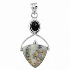 Maligano Jasper and Black Onyx 925 Sterling Silver Pendant Necklace Jewelry SP01291