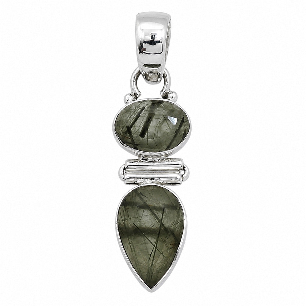 Epidote In Quartz 925 Sterling Silver Pendant Necklace Jewelry SP01292