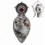 Astrophyllite and Hessonite Garnet 925 Sterling Silver Pendant Necklace Jewelry SP01295