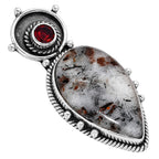 Astrophyllite and Hessonite Garnet 925 Sterling Silver Pendant Necklace Jewelry SP01295
