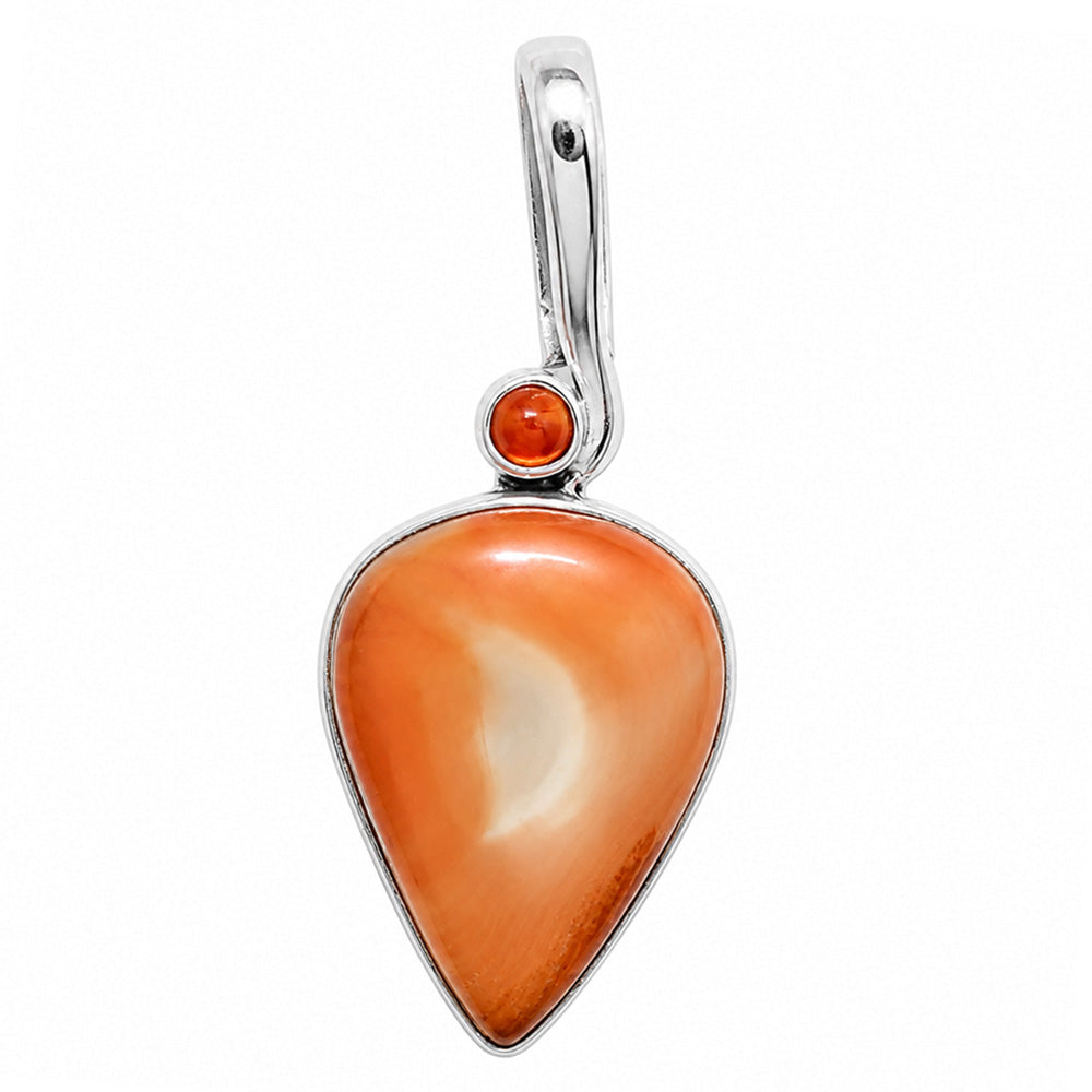 Imperial Jasper and Carnelian 925 Sterling Silver Pendant Necklace Jewelry SP01298