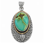 Two Tone - Turquoise Magnesite 925 Sterling Silver Pendant Necklace Jewelry SP01299