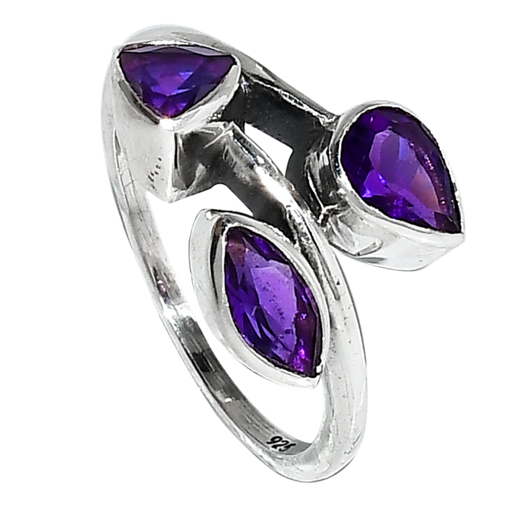 African Amethyst 925 Sterling Silver Ring Jewelry Size-17 SR01003