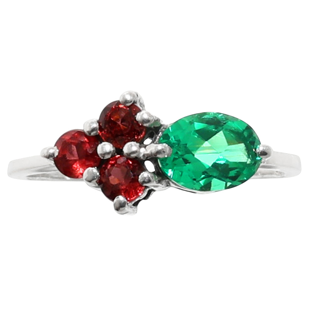 Green Tourmaline and Hessonite Garnet 925 Sterling Silver Ring Jewelry Size-14 SR01005