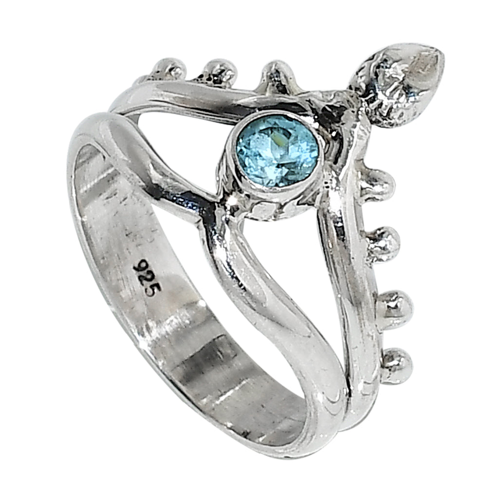 Crown - Sky Blue Topaz 925 Sterling Silver Ring Jewelry Size-14 SR01007