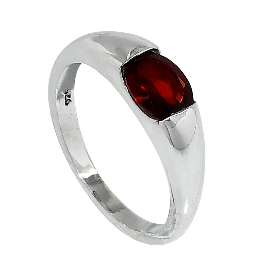 Hessonite Garnet 925 Sterling Silver Ring Jewelry Size-17 SR01009