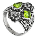 Floral - Peridot 925 Sterling Silver Ring Jewelry Size-20 SR01013