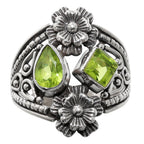 Floral - Peridot 925 Sterling Silver Ring Jewelry Size-20 SR01013