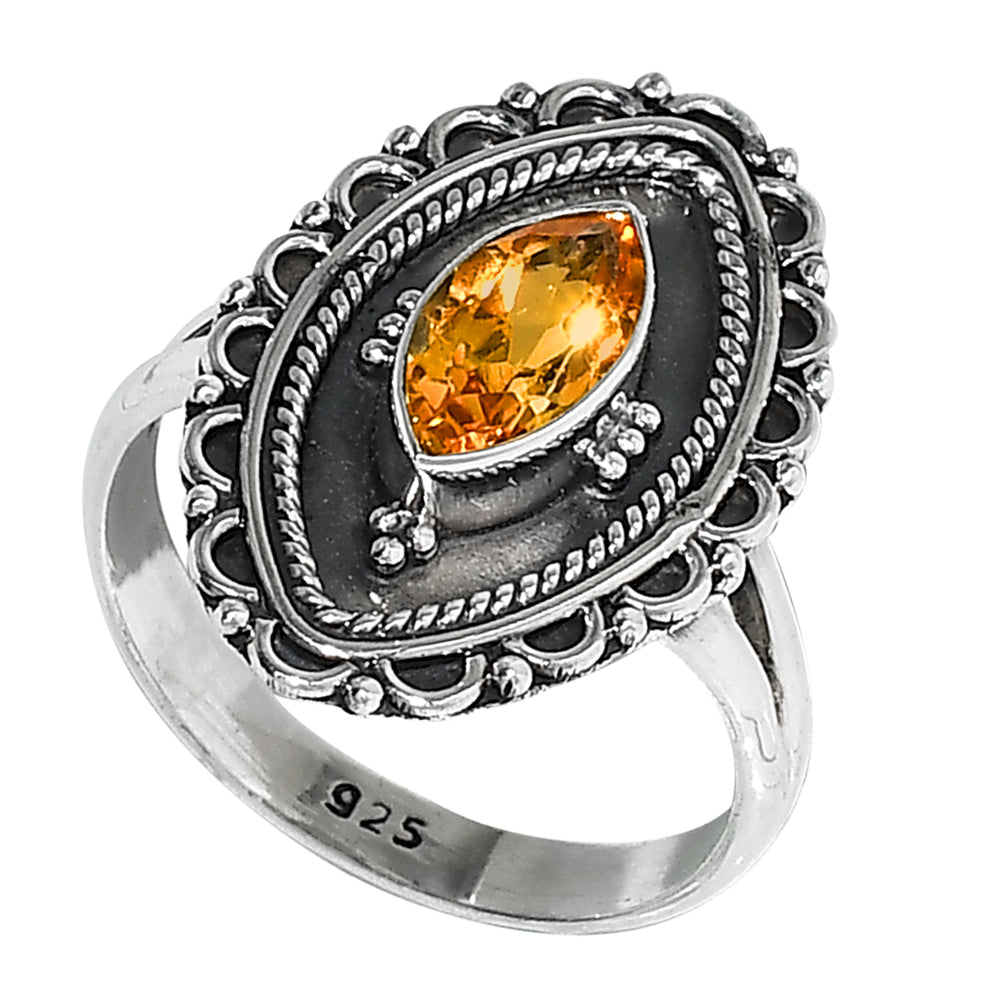 Citrine 925 Sterling Silver Ring Jewelry Size-17 SR01016