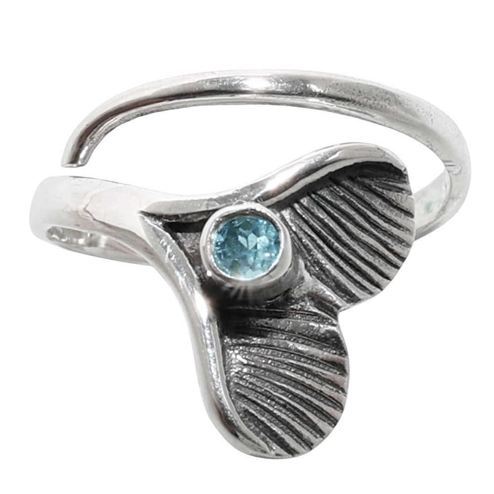 Mermaid Tail - Sky Blue Topaz 925 Sterling Silver Ring Jewelry Size-14 SR01017